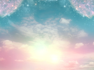 mystical background with divine light and magic stars