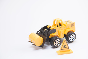 Fototapeta premium forklift car toy ,Background with copy space