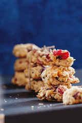 Healthy cookies for the kids with dried apricots, cranberries and oatmills
