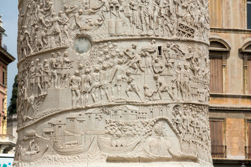 Column of Tajan . Roman triumphal column in Rome, Italy,