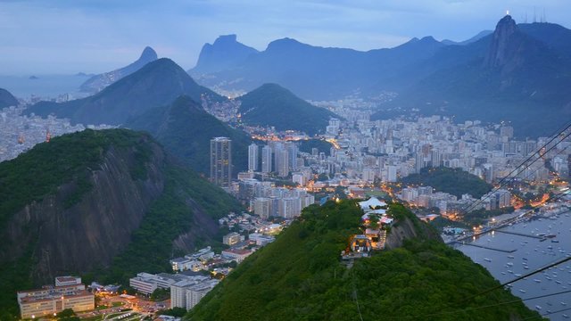 Panning shot of Rio de Janeiro, Brazil