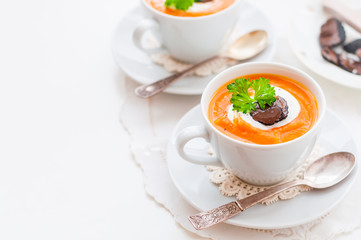 Cream Carrot and Truffle Soup in a Cup