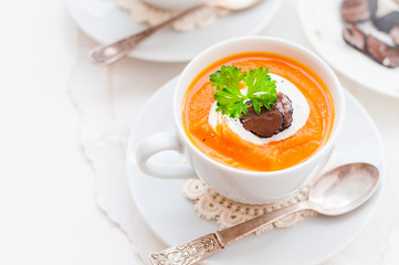 Cream Carrot and Truffle Soup in a Cup