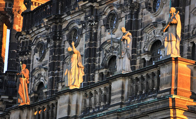 Statues of saints on the roof of Dresden Cathedral