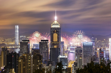 Fototapeta na wymiar Hong kong city firework