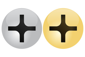 Obraz premium Screw head. Silver and golden.