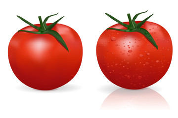 Tomato with water drops.