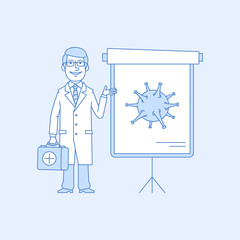 Doctor points to flip chart