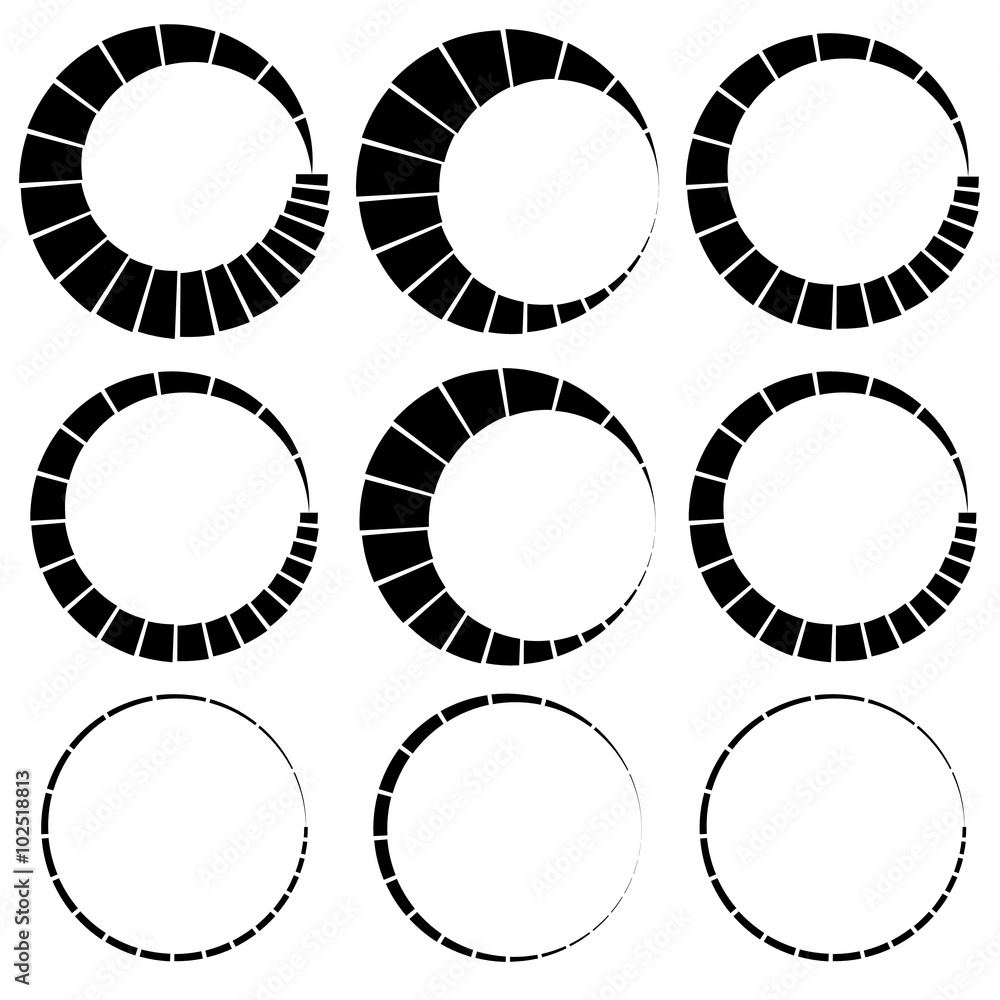 Poster preloader, buffer symbol elements, circular progress indicators