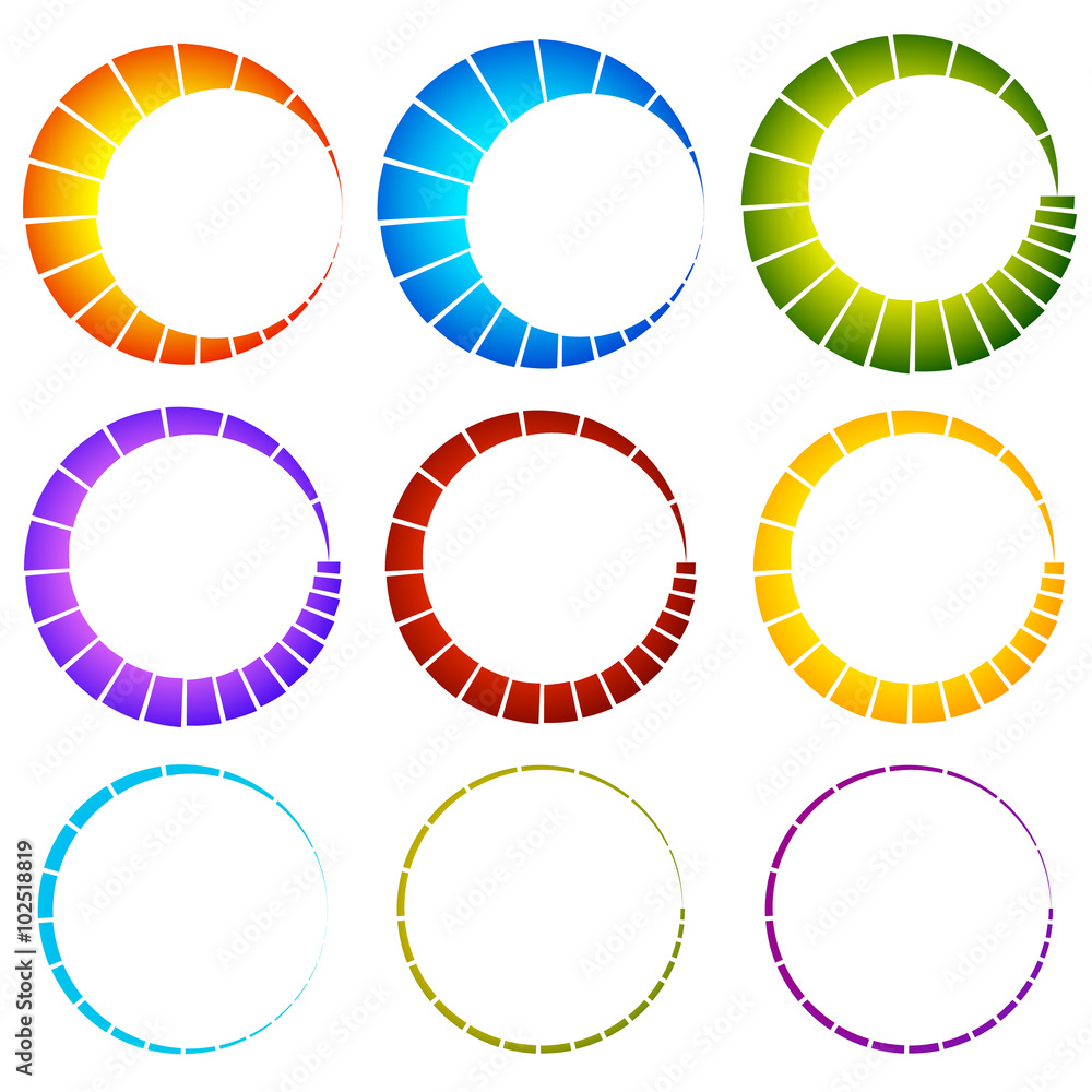 Aufkleber preloader, buffer symbol elements, circular progress indicators