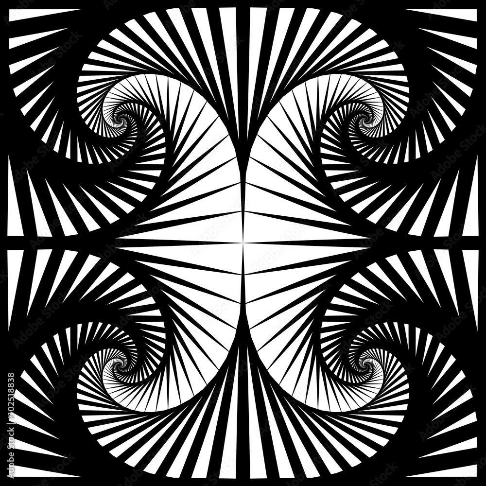 Poster abstract pattern with mirrored tiles of rotating squares. seamle