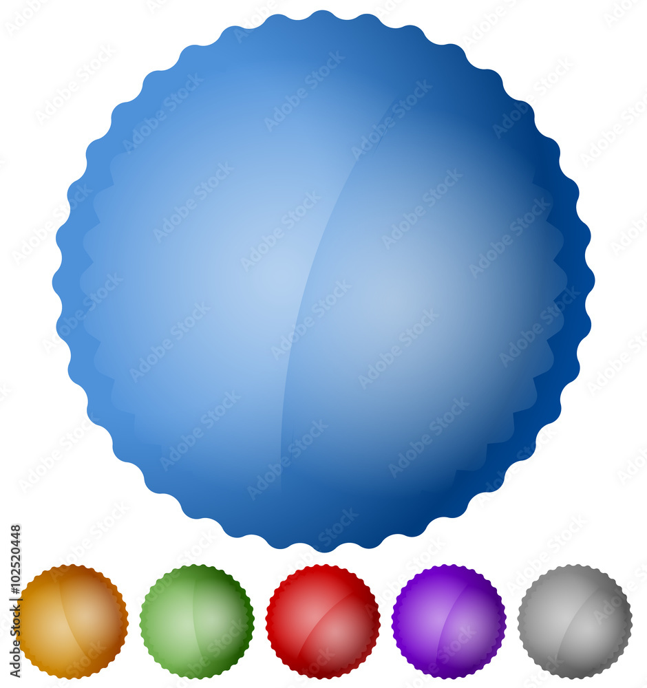 Poster starburst, badge design elements with empty space in 6 colors