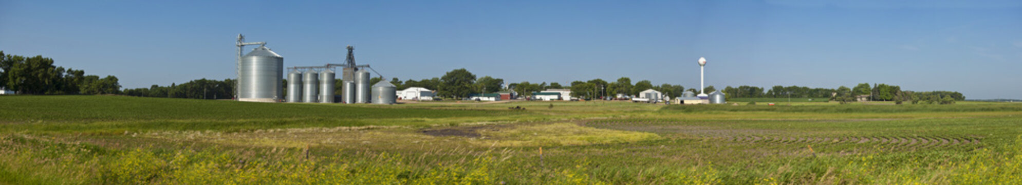 Panorama Of Small Town And Fields