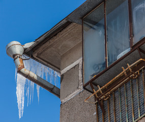 Icicles on a house roof