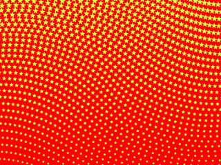Simple retro wavy halftone pattern of yellow stars on a red back