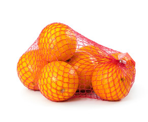 Oranges in plastic mesh sack