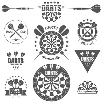 Darts labels and icons set