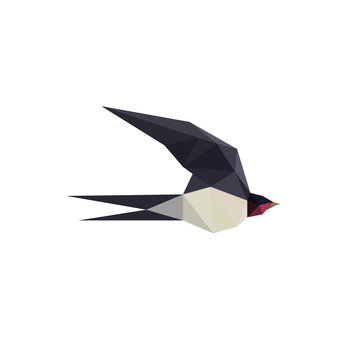 Illustration with beautiful origami swallow bird