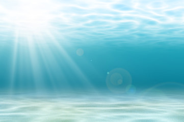 Obraz premium Abstract under sea background, white sand with sun ray for your design.