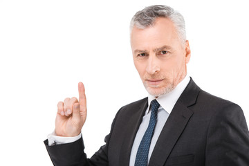 Aged businessman on white background
