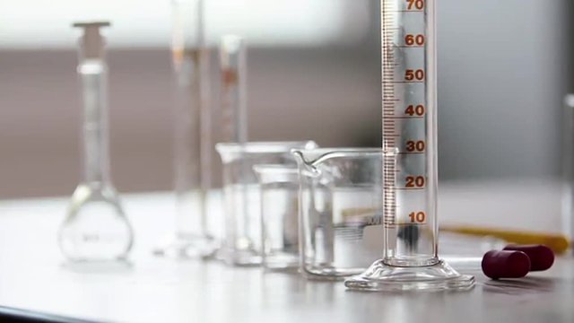 Laboratory test tubes and glassware at clean empty condition