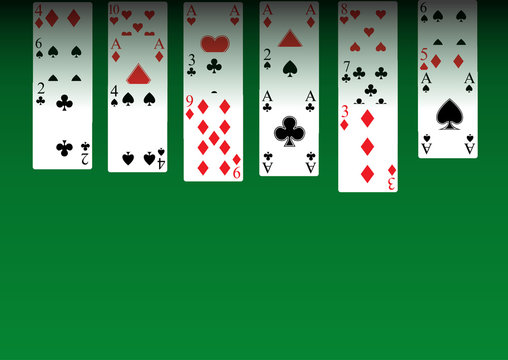 Spider Solitaire Card Game On Green Background With Standard Playing Cards  Stock Illustration - Download Image Now - iStock