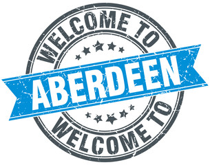 welcome to Aberdeen blue round vintage stamp