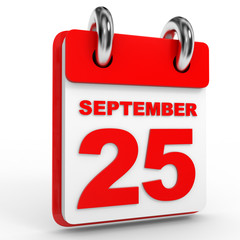 25 september calendar on white background.