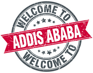 welcome to Addis Ababa red round vintage stamp
