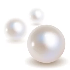  3 Pearls vector bokeh with shadow on a white background. © AllebaziB