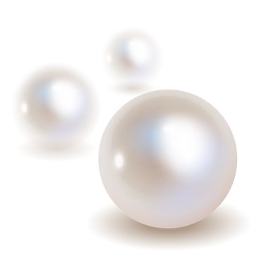 
3 Pearls vector bokeh with shadow on a white background.