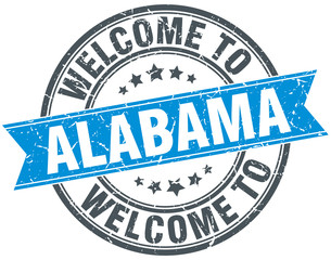 welcome to Alabama blue round vintage stamp