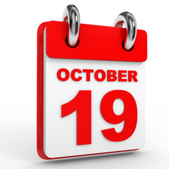 19 october calendar on white background.