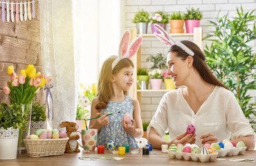 family preparing for Easter