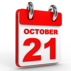 21 october calendar on white background.