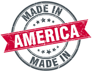 made in America red round vintage stamp