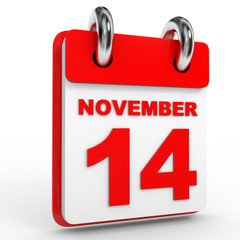 14 november calendar on white background.