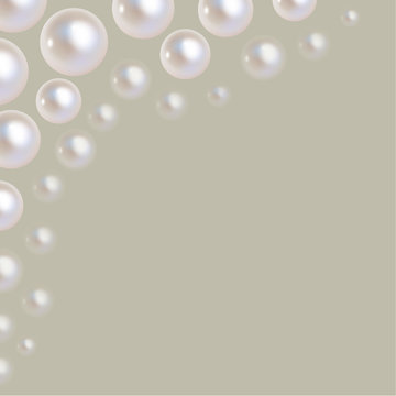 Pearls Vector bokeh in the corner on a grey background.
