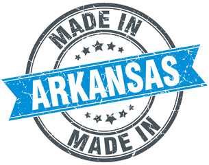 made in Arkansas blue round vintage stamp
