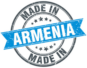 made in Armenia blue round vintage stamp