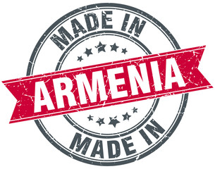 made in Armenia red round vintage stamp