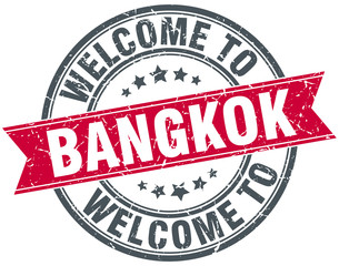 welcome to Bangkok red round vintage stamp