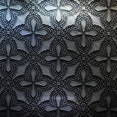 Silver metal plate with classic ornament .Vintage collection