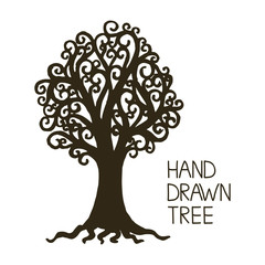 Obraz na płótnie Canvas Stylized hand draw vintage old tree with crooked branches 