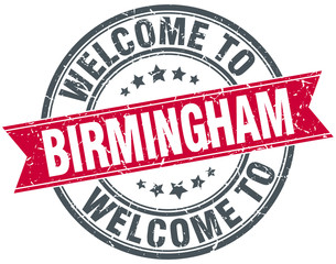 welcome to Birmingham red round vintage stamp