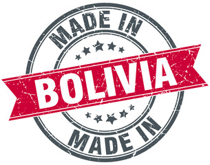 made in Bolivia red round vintage stamp
