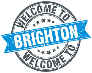 welcome to Brighton blue round vintage stamp