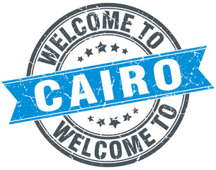 welcome to Cairo blue round vintage stamp