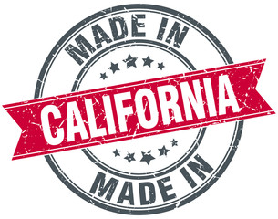 made in California red round vintage stamp