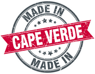 made in Cape Verde red round vintage stamp